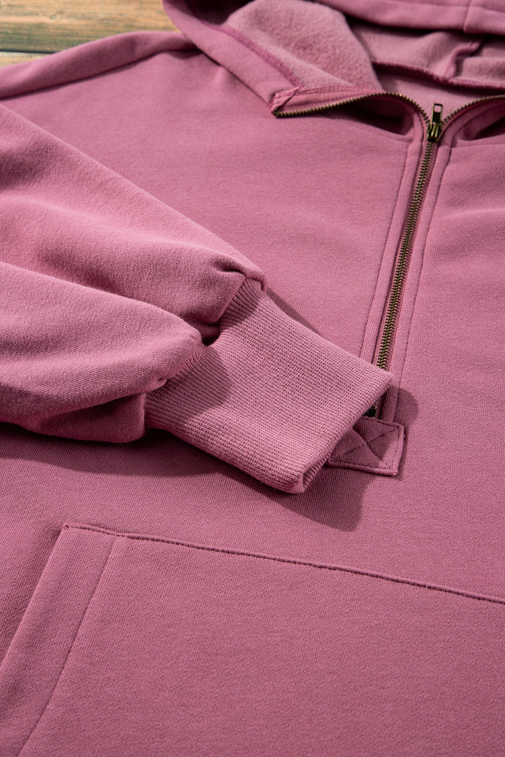 Valerian Fleece Lined Half Zipper Kangaroo Pockets Loose Hoodie Sweatshirts & Hoodies JT's Designer Fashion