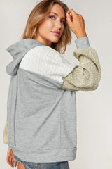 Gray Colorblock Patchwork Pullover Hoodie Sweatshirts & Hoodies JT's Designer Fashion