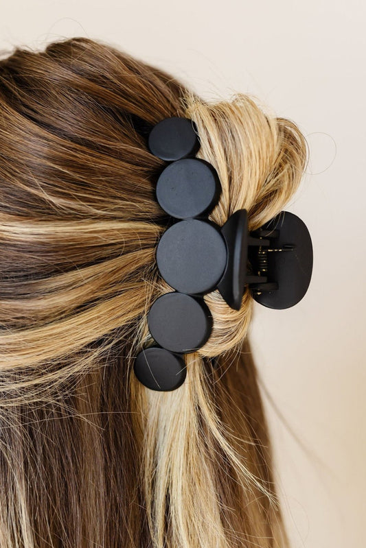 Black Minimalist 5 Circles Frosted Hair Claw Clip Headwear JT's Designer Fashion