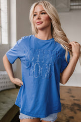 Sky Blue Vintage MOTHERHOOD Letter Graphic T Shirt Graphic Tees JT's Designer Fashion