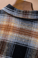 Black Oversize Rounded Hem Plaid Shacket with Slits Plaid Shackets JT's Designer Fashion