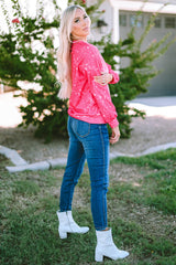 Rose Tie Dye Long Sleeve Pullover Sweatshirt Sweatshirts & Hoodies JT's Designer Fashion