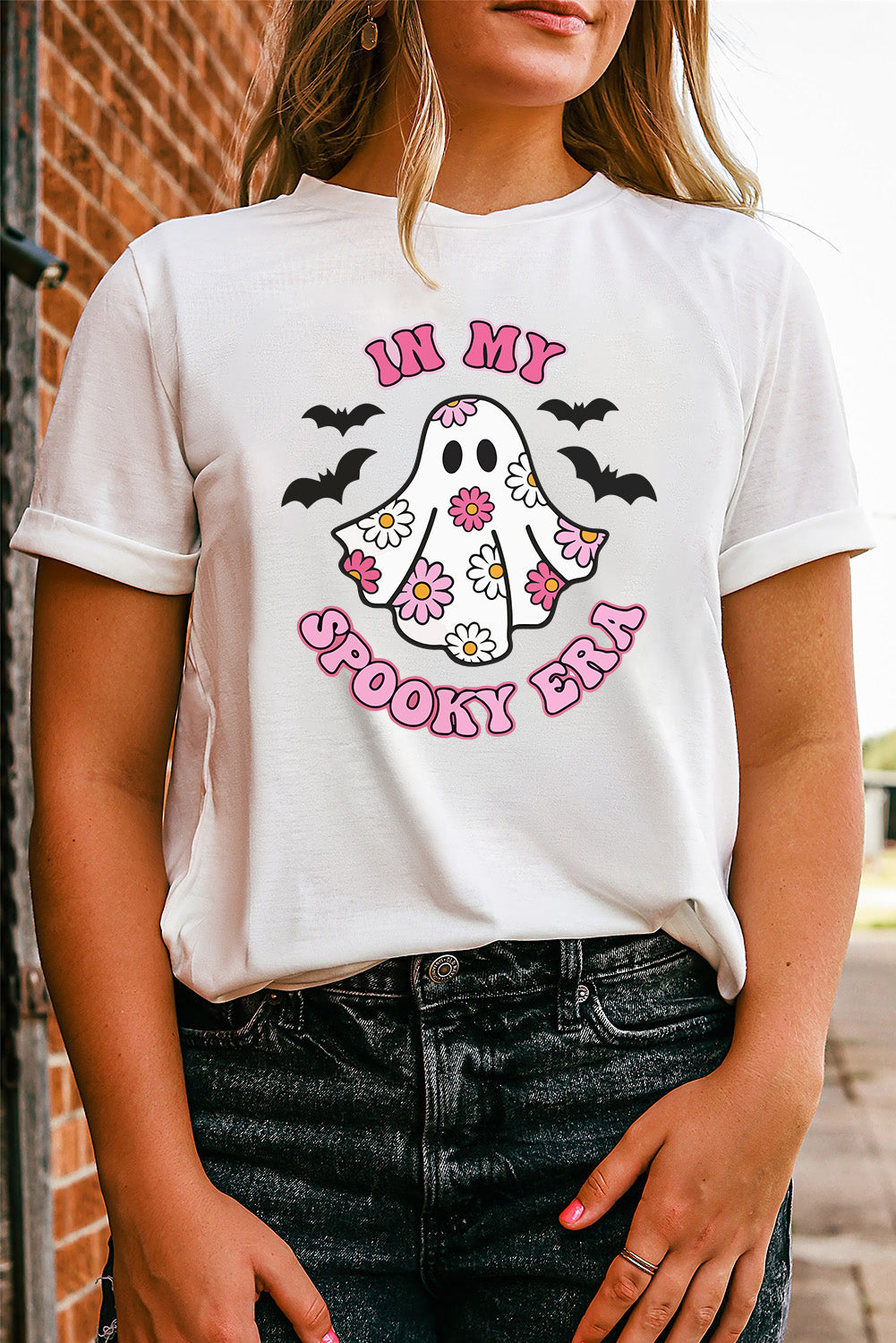White IN MY SPOOKY ERA Halloween Ghost Graphic Tee Graphic Tees JT's Designer Fashion
