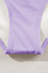 Orchid Petal Striped Patchwork Spaghetti Strap High Waist Bikini Swimsuit High Waisted Swimsuit JT's Designer Fashion