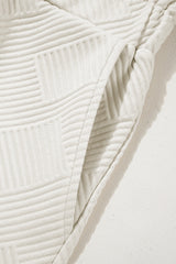 Jet Stream Textured Zipped Front V Neck Collared Casual Romper Jumpsuits & Rompers JT's Designer Fashion