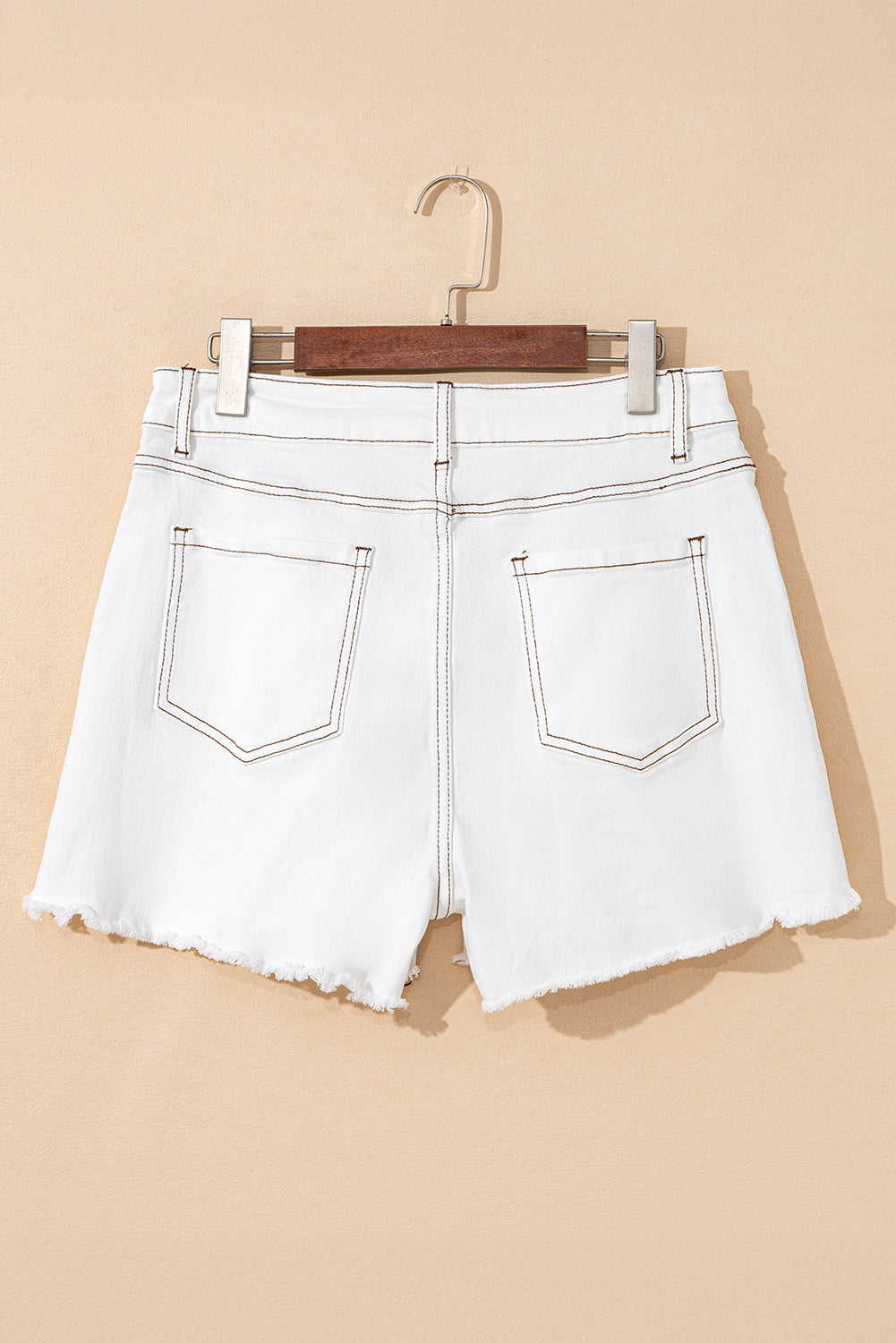 White Raw Hem High Waist Denim Shorts Denim Shorts JT's Designer Fashion