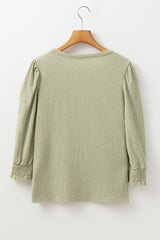 Laurel Green Textured Round Neck Half Sleeve Blouse Blouses & Shirts JT's Designer Fashion