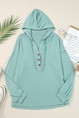 Buttoned High and Low Hem Hoodie Sweatshirts & Hoodies JT's Designer Fashion