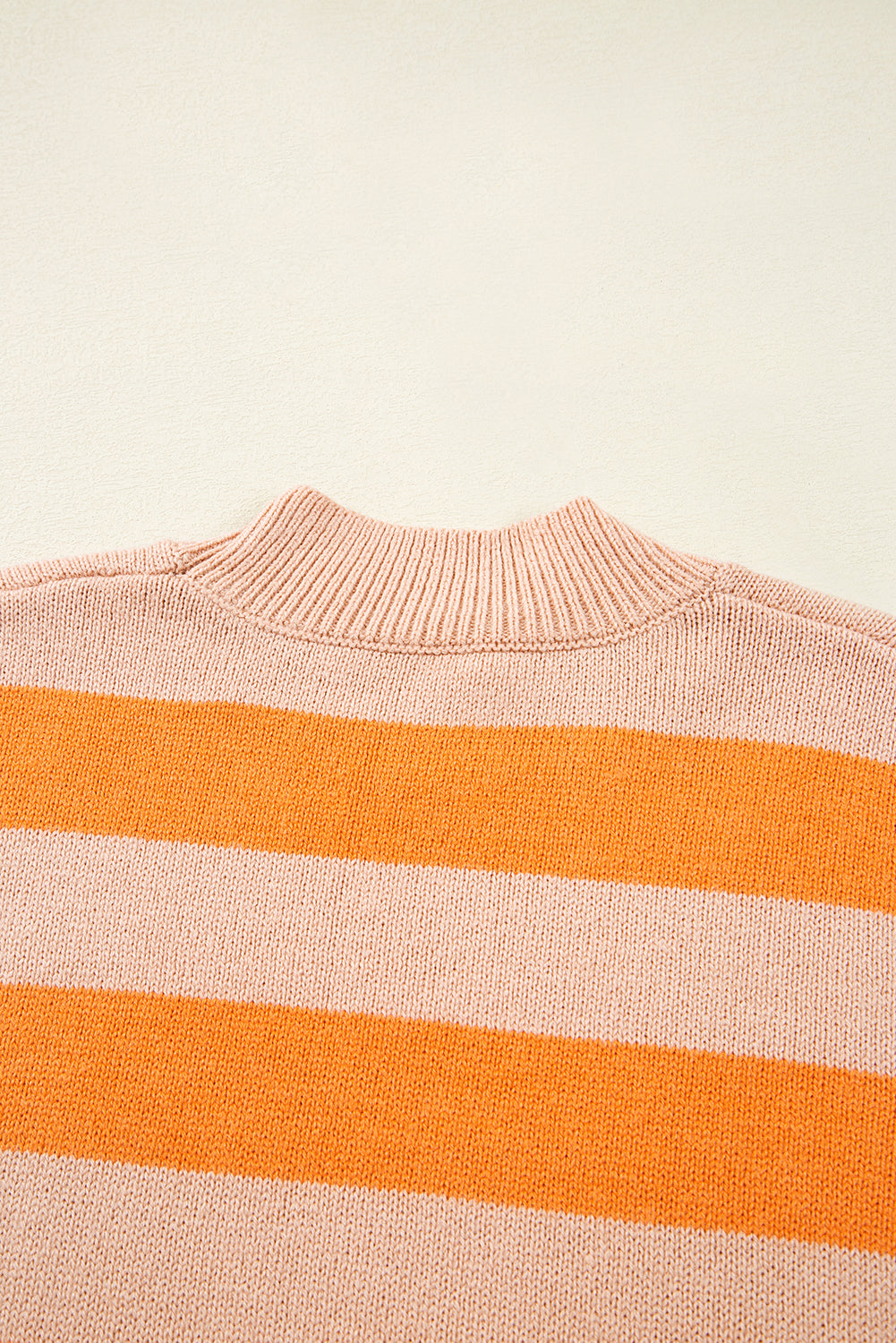 Orange Stripe Color Block High Neck Drop Shoulder Cozy Sweater Sweaters JT's Designer Fashion