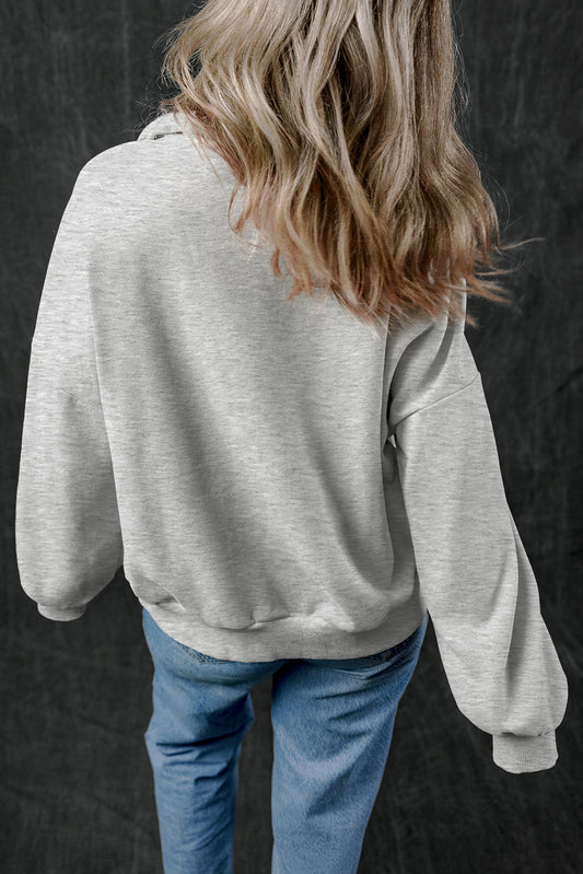 Light Grey Zip-up Stand Neck Kangaroo Pocket Sweatshirt Sweatshirts & Hoodies JT's Designer Fashion