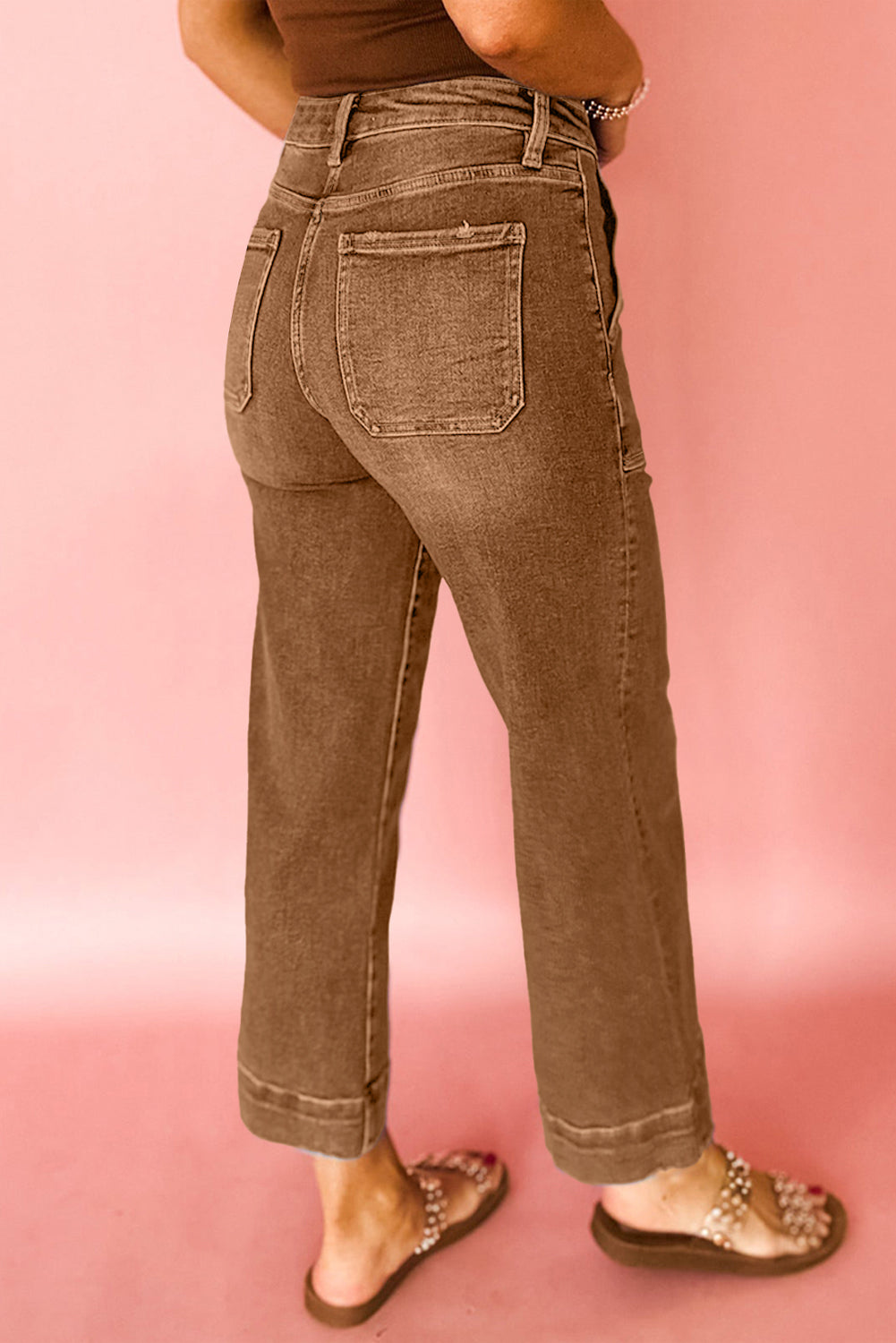Breen Cropped High Rise Wide Leg Jeans Jeans JT's Designer Fashion