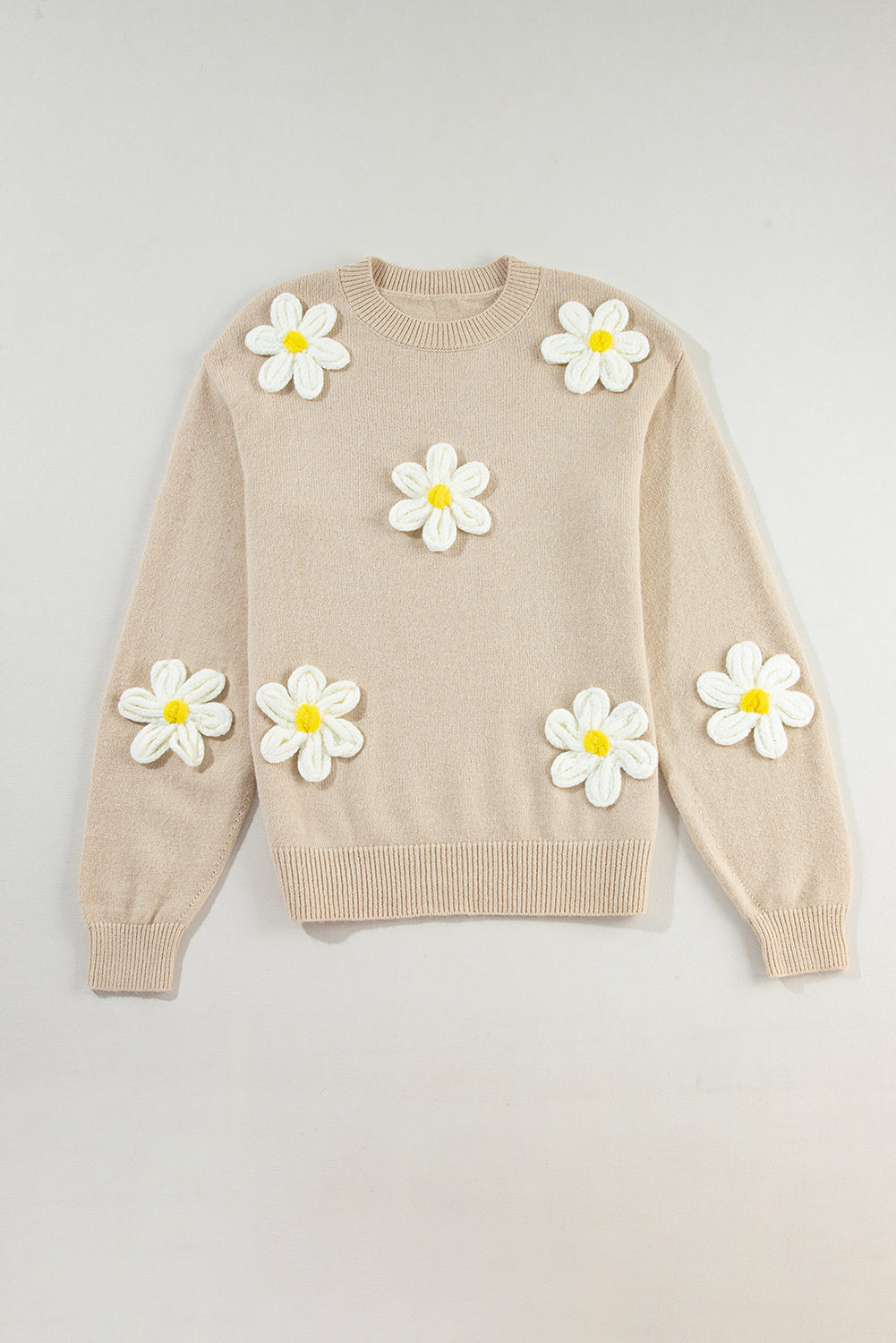 Parchment Floral Crochet Chunky Knit Sweater Sweaters JT's Designer Fashion