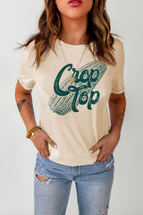 Khaki Corn Crop Top Graphic Tee Graphic Tees JT's Designer Fashion