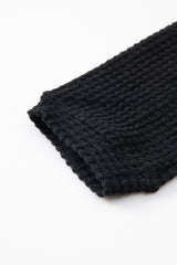 Black Waffle Knit Drop Shoulder Long Sleeve Top Long Sleeve Tops JT's Designer Fashion