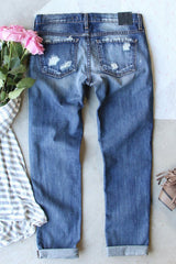 Sky Blue Shiny Mardi Gras Fleur-de-lis Patch Distressed Jeans Graphic Pants JT's Designer Fashion