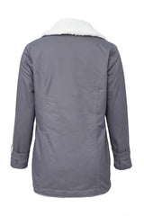 Gray Lapel Collar Button Fleece Jacket Jackets JT's Designer Fashion