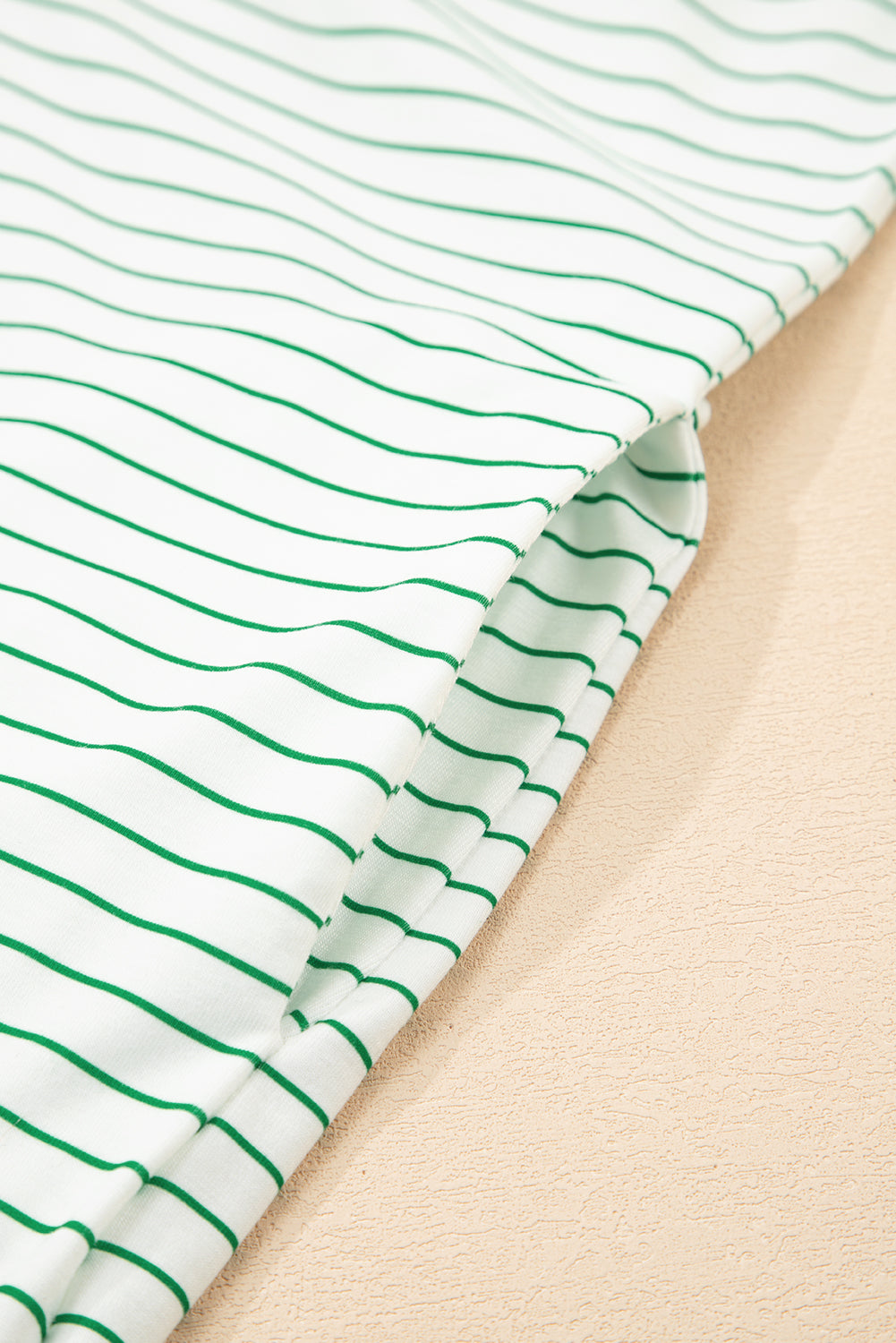 Green Stripe Ruffled Short Sleeve Crew Neck T Shirt Shift Mini Dress T Shirt Dresses JT's Designer Fashion