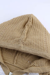 Multicolor Zipped Front Colorblock Hollow-out Knit Hoodie Sweatshirts & Hoodies JT's Designer Fashion