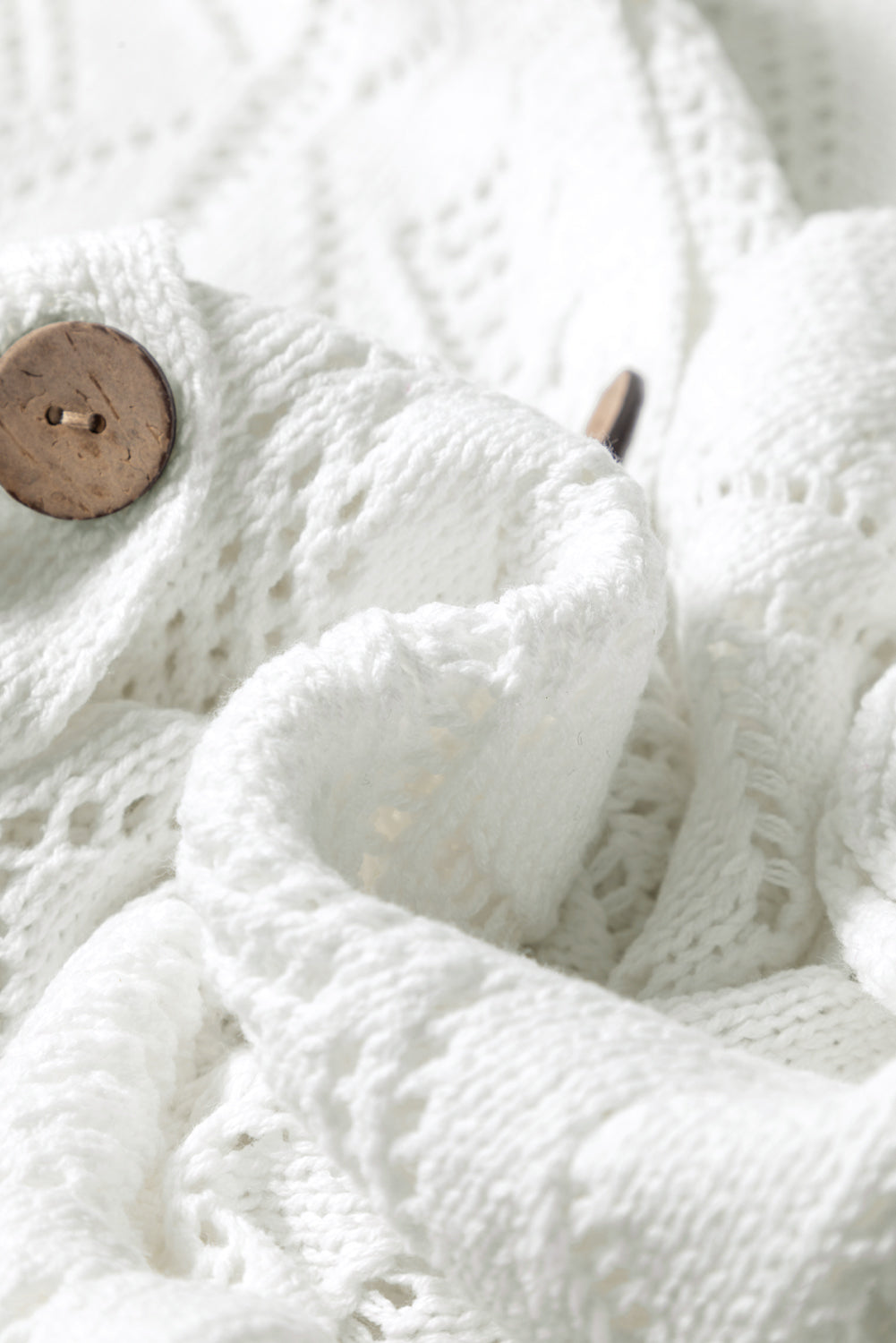White Hollow-out Openwork Knit Cardigan Cardigans JT's Designer Fashion