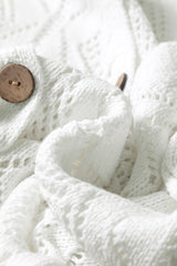 White Hollow-out Openwork Knit Cardigan Cardigans JT's Designer Fashion