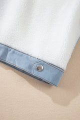 White Contrast Trim Buttoned Sherpa Jacket Jackets JT's Designer Fashion