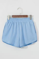 Beau Blue Color Block Stripes Elastic High Waist Active Shorts Casual Shorts JT's Designer Fashion