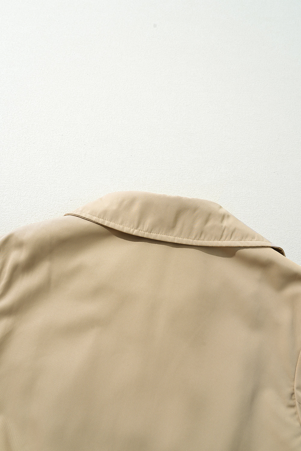 Pale Khaki Solid Color Lapel Collar Waist Tie Wind Coat Coats JT's Designer Fashion