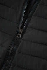 Black Solid Color Quilted Zip-up Puffer Jacket Jackets JT's Designer Fashion