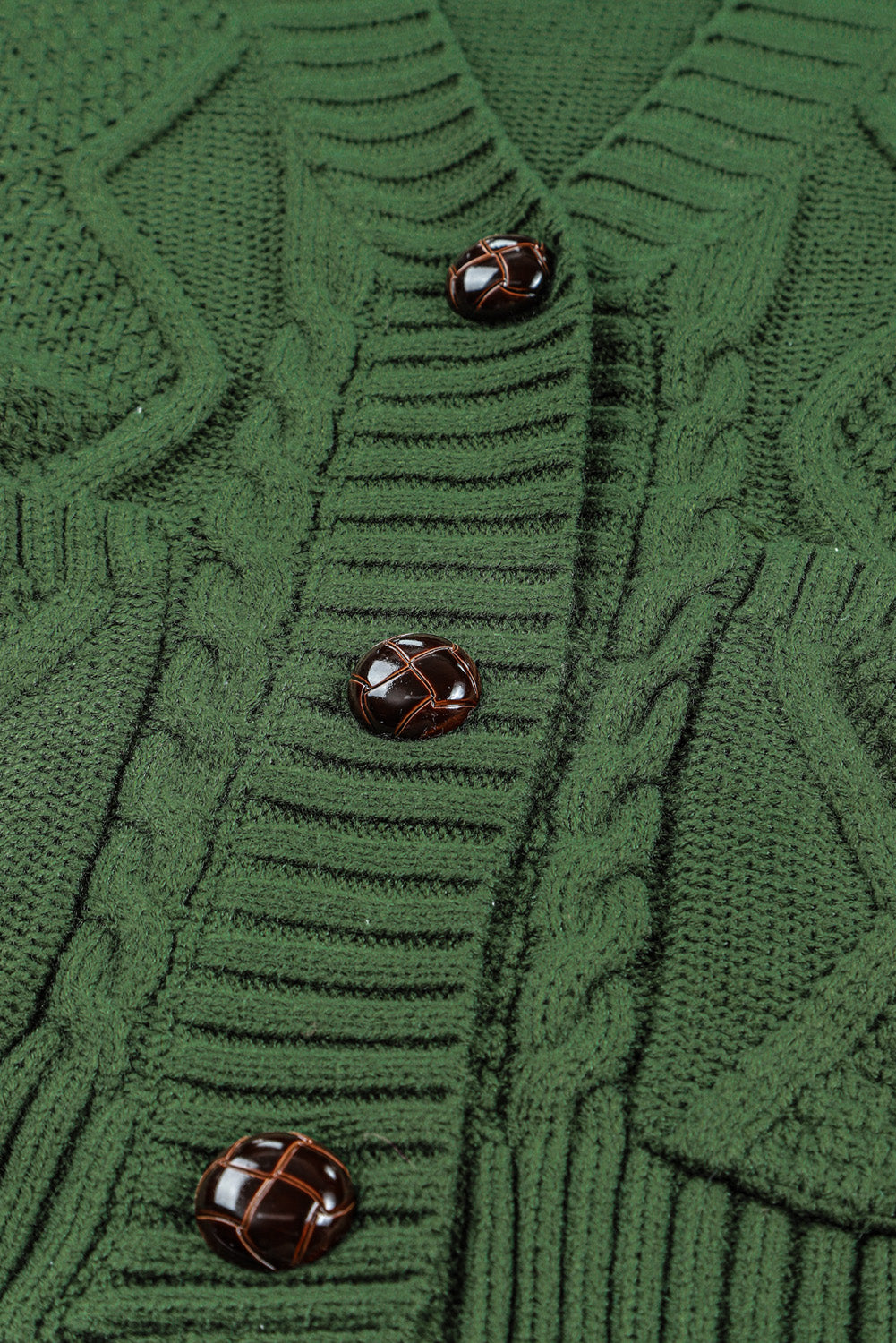 Green Front Pockets Buttons Textured Cardigan Sweaters & Cardigans JT's Designer Fashion