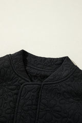 Black Floral Quilted Jacket Jackets JT's Designer Fashion