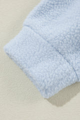 Beau Blue Cropped Sherpa Zip Up Hoodie Sweatshirts & Hoodies JT's Designer Fashion