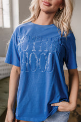 Sky Blue Vintage MOTHERHOOD Letter Graphic T Shirt Graphic Tees JT's Designer Fashion