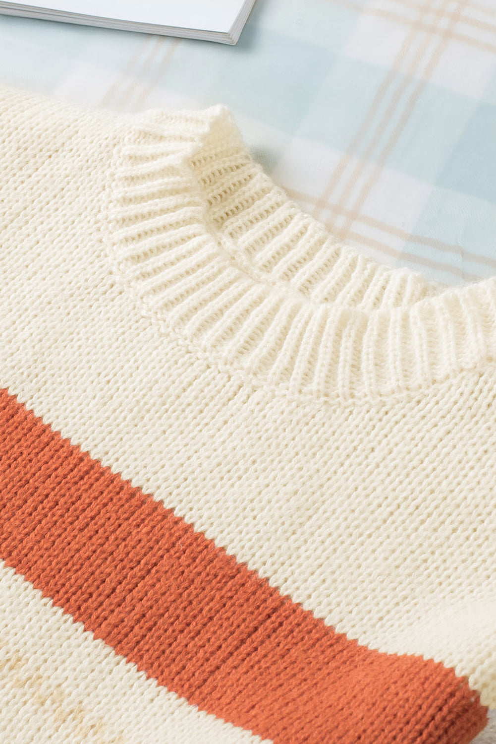 Crew Neck Drop-shoulder Striped Color Block Sweater Sweaters & Cardigans JT's Designer Fashion
