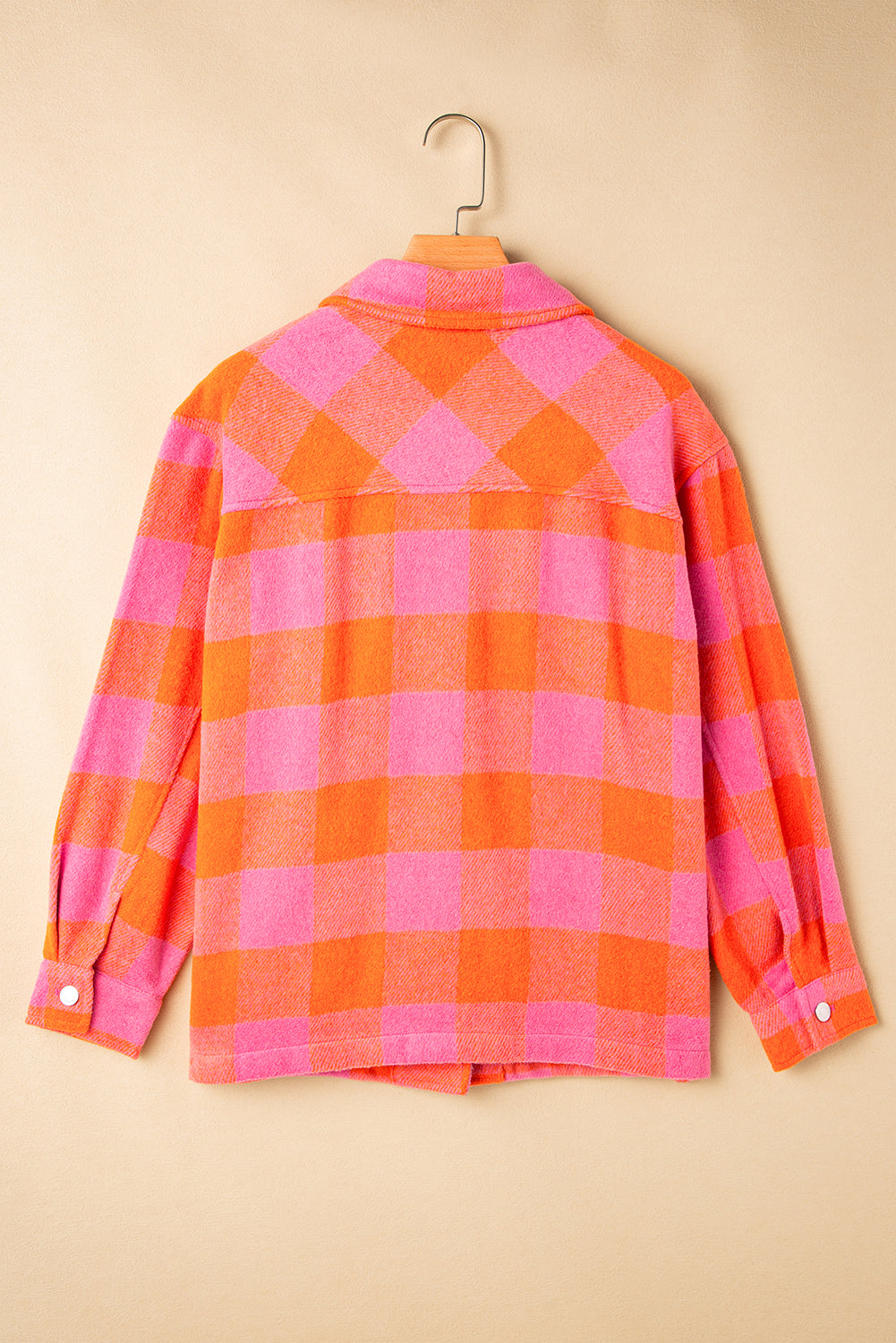 Orange Plaid Chest Pockets Button-up Turn Down Collar Jacket Jackets JT's Designer Fashion