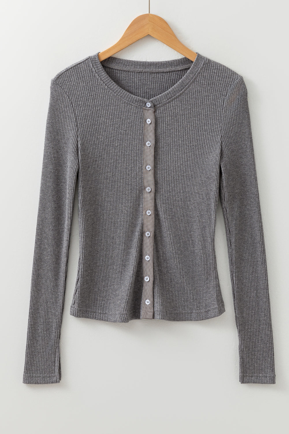Sleet Ribbed Knit Button Down Slim Cardigan Cardigans JT's Designer Fashion