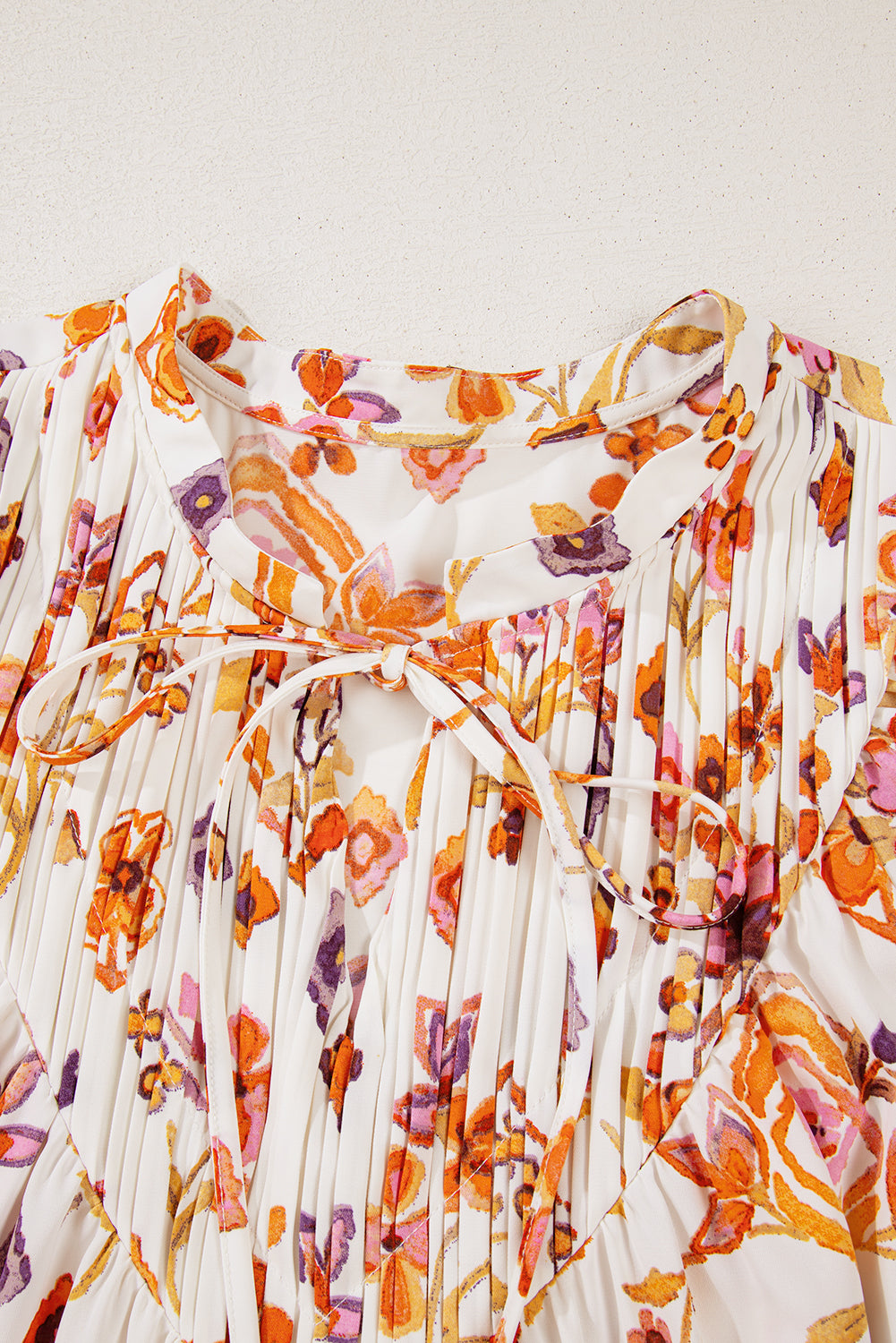 Apricot Floral Geometric Print Ruffled Trim Flutter Sleeve Mini Dress Floral Dresses JT's Designer Fashion