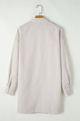 Striped Long Sleeve Mini Shirt Dress T Shirt Dresses JT's Designer Fashion