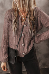 Goat Cut Out Textured Knit Buttoned Cardigan Cardigans JT's Designer Fashion