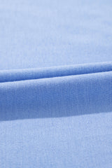Sky Blue Textured V Neck Flutter Sleeve Ruffled Long Dress Maxi Dresses JT's Designer Fashion