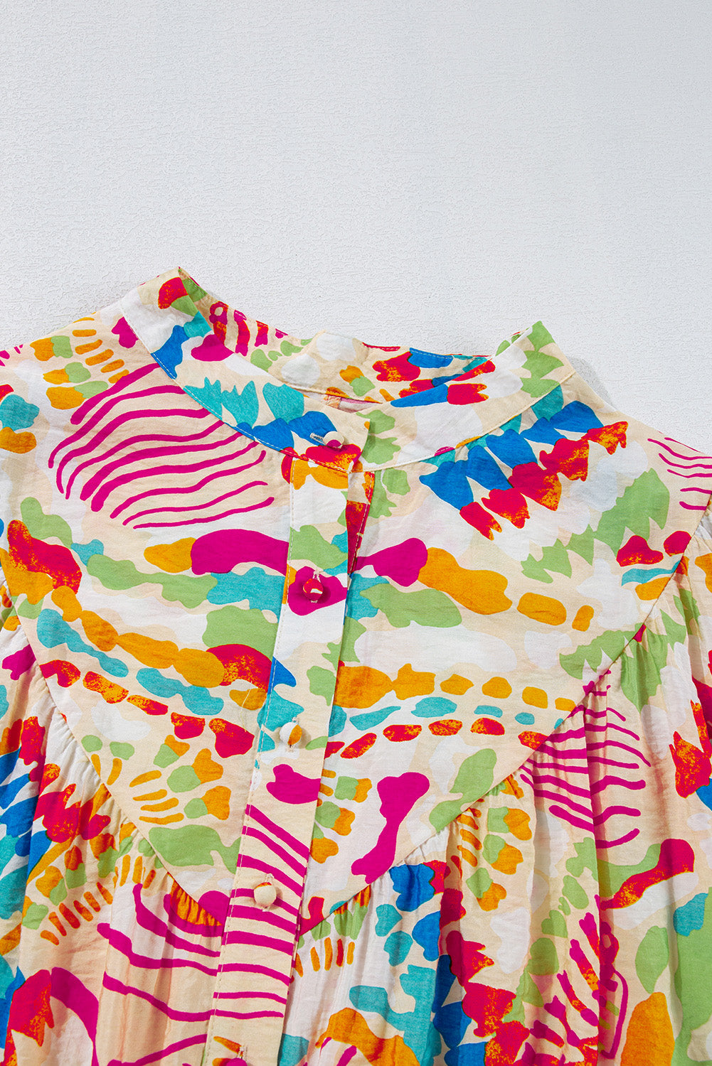 Orange Abstract Printed High Low Oversized Shirt Blouses & Shirts JT's Designer Fashion