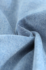 Sky Blue Pocket Raw Hem Buttoned Denim Jacket Denim Jackets JT's Designer Fashion