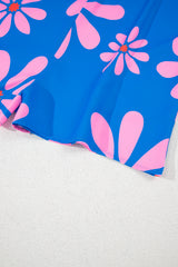 Blue Summer Flower Print Shirt Collar Button Front Loose Romper Jumpsuits & Rompers JT's Designer Fashion