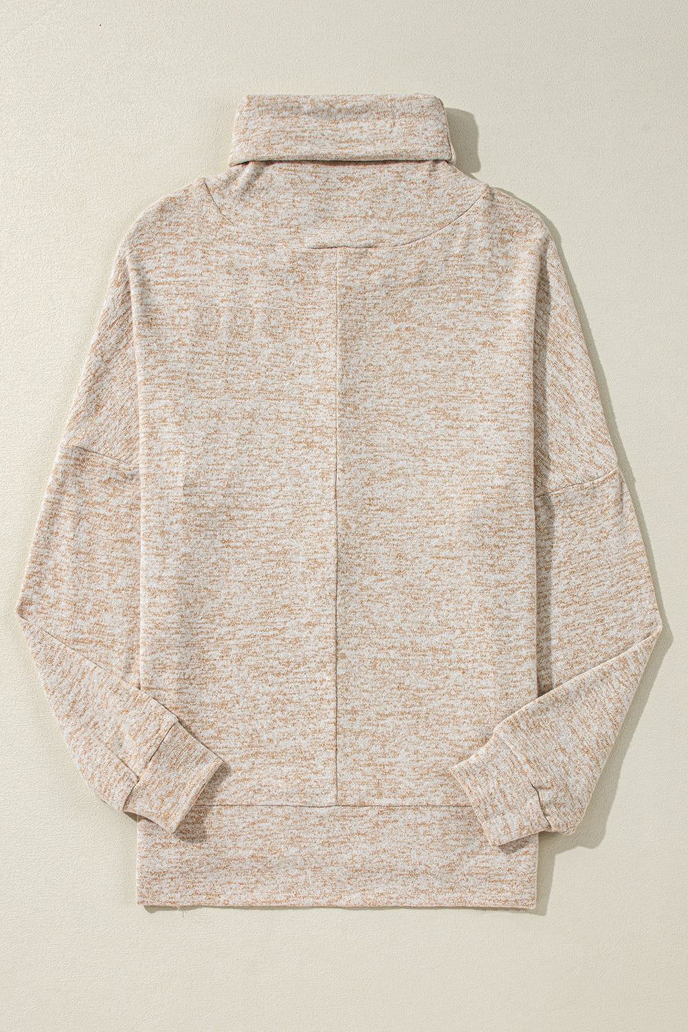 Apricot Drawstring Cowl High Neck Long Sleeve Split Top Long Sleeve Tops JT's Designer Fashion