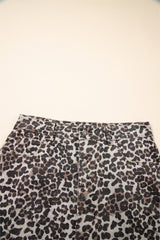 Khaki Leopard Denim Mini Skirt Skirts & Petticoat JT's Designer Fashion
