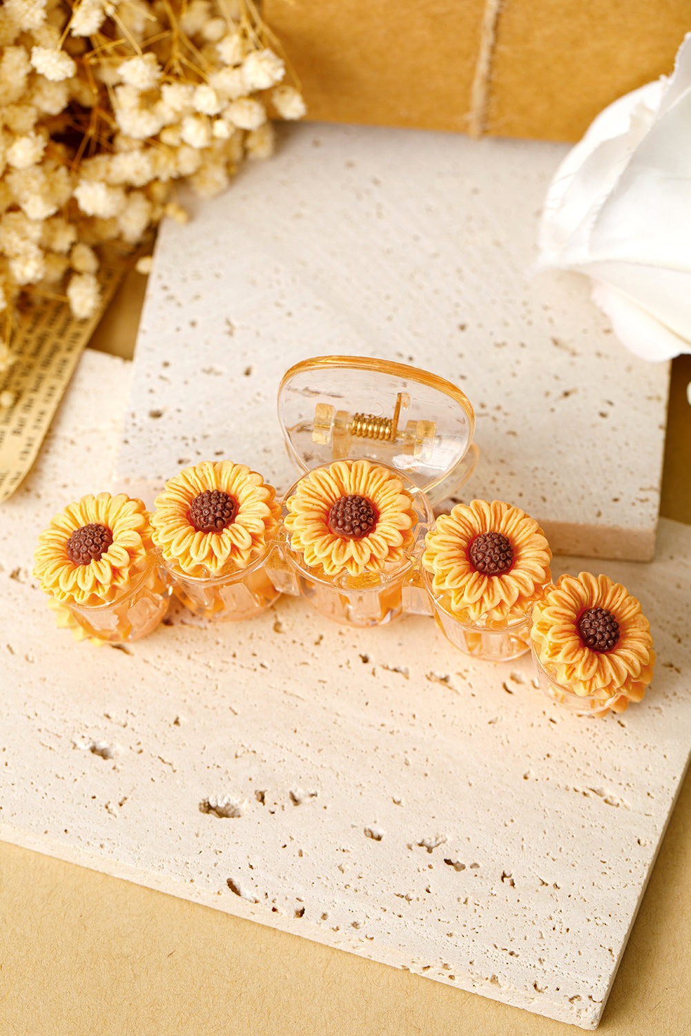 Jurassic Gold Sunflower Decor Plastic Resin Claw Clip Headwear JT's Designer Fashion