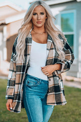 Plaid Print Buttoned Shirt Jacket Plaid Shackets JT's Designer Fashion