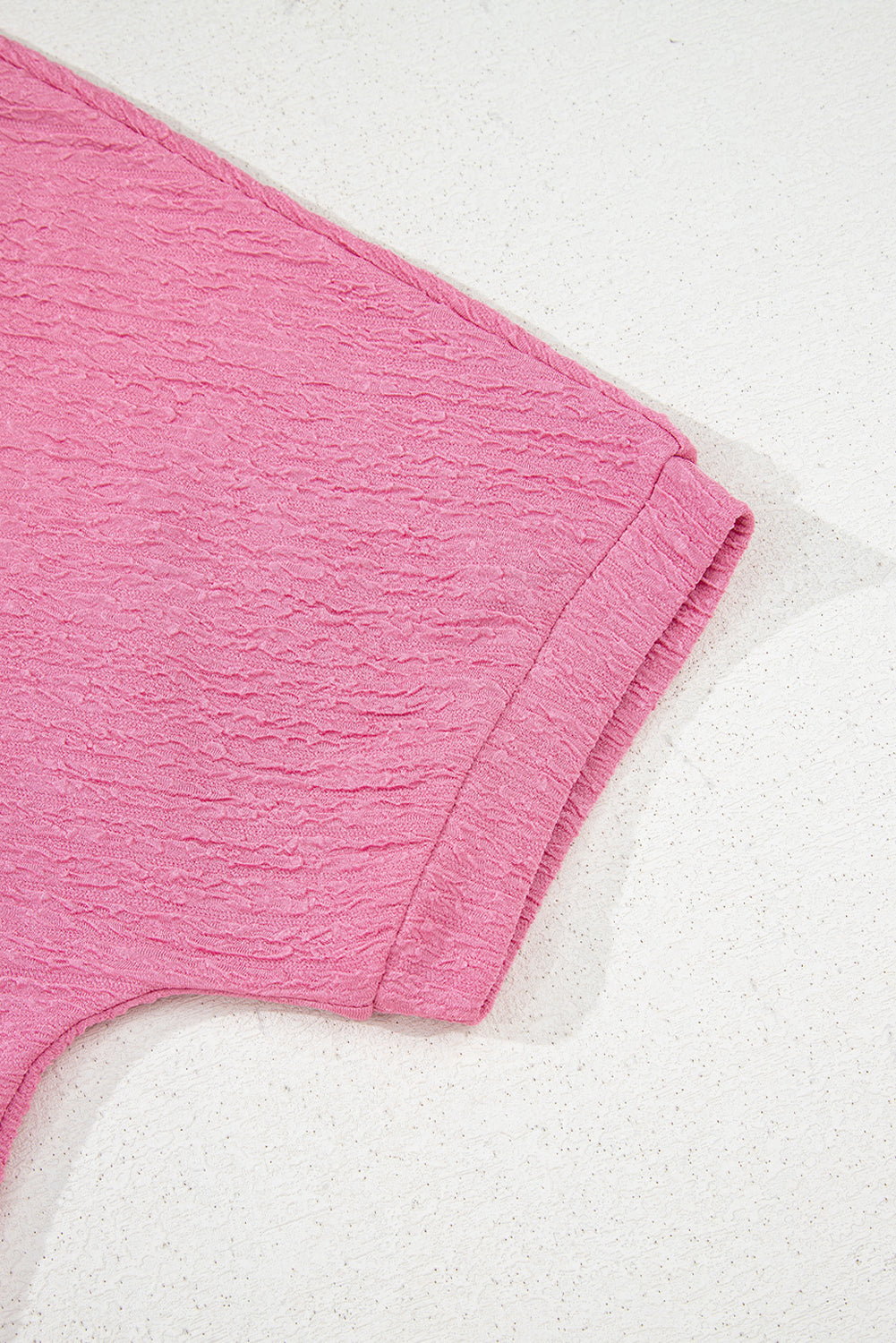 Pink Textured V Neck T Shirt and Shorts Set Short Sets JT's Designer Fashion