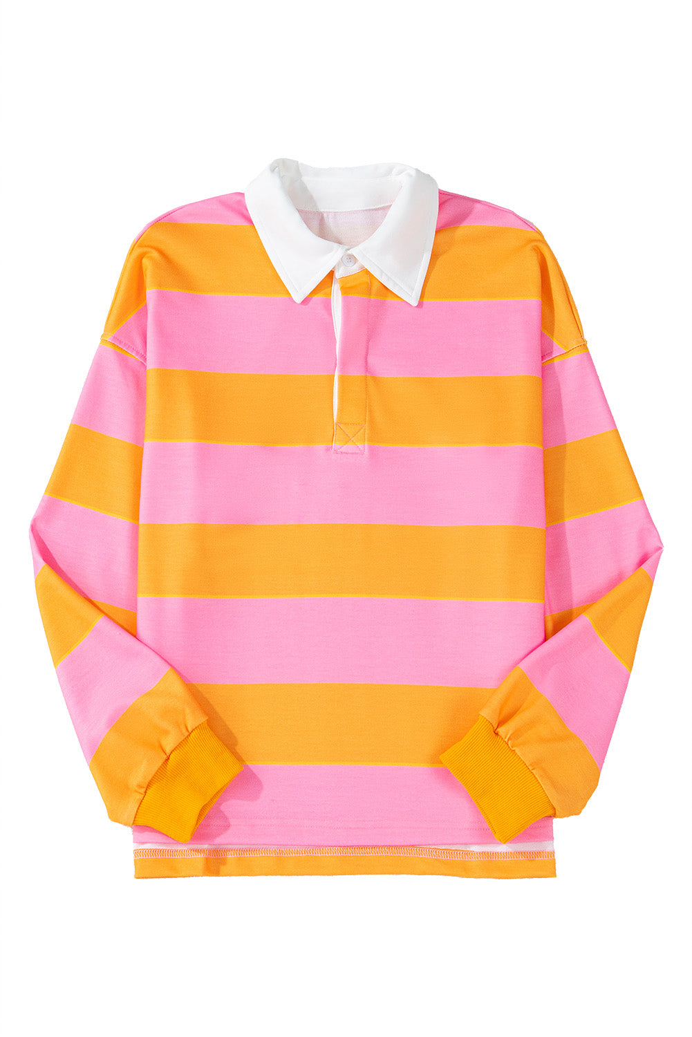 Yellow Stripe Color Block Polo Collar Sweatshirt Sweatshirts & Hoodies JT's Designer Fashion