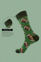 Blackish Green Rugby Football Print Mid-length Socks Socks JT's Designer Fashion