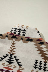Beige Aztec Printed Stand Neck Zip Up Jacket Jackets JT's Designer Fashion